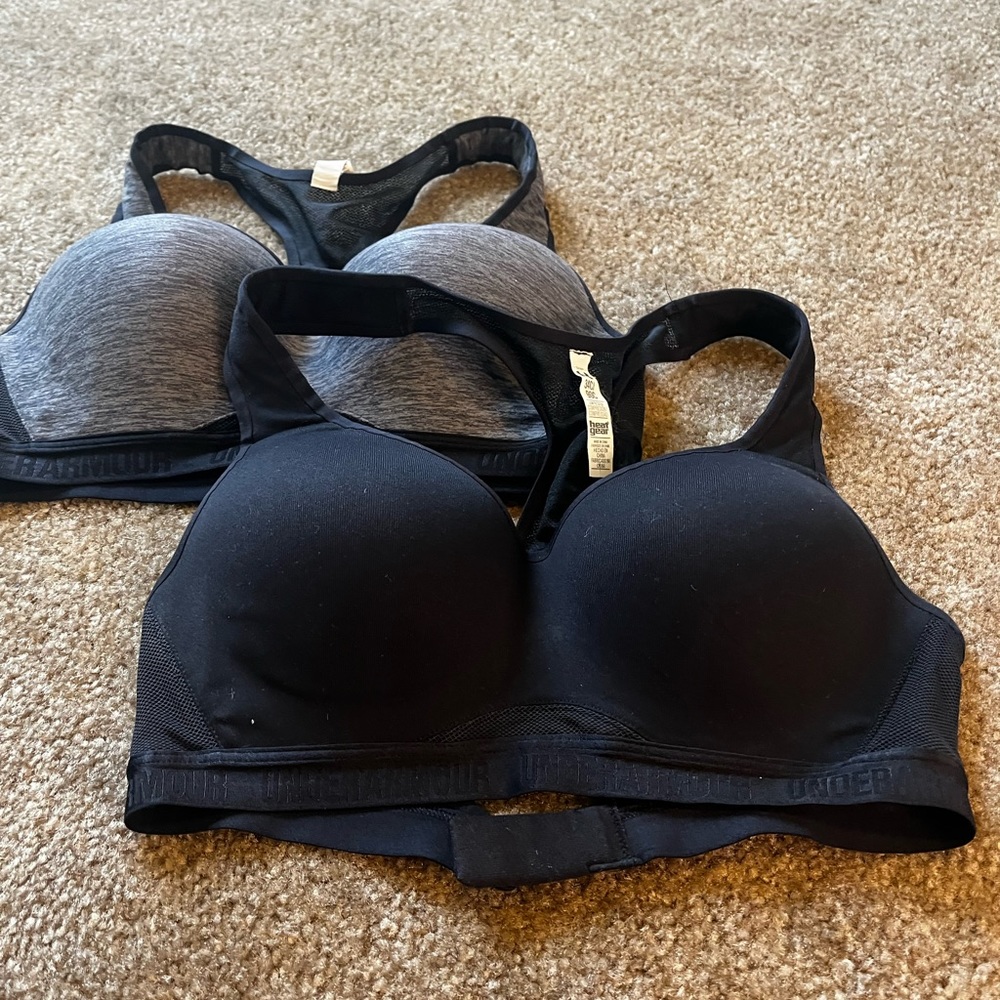 Under Armour Black and Gray Racerback Sports Bras